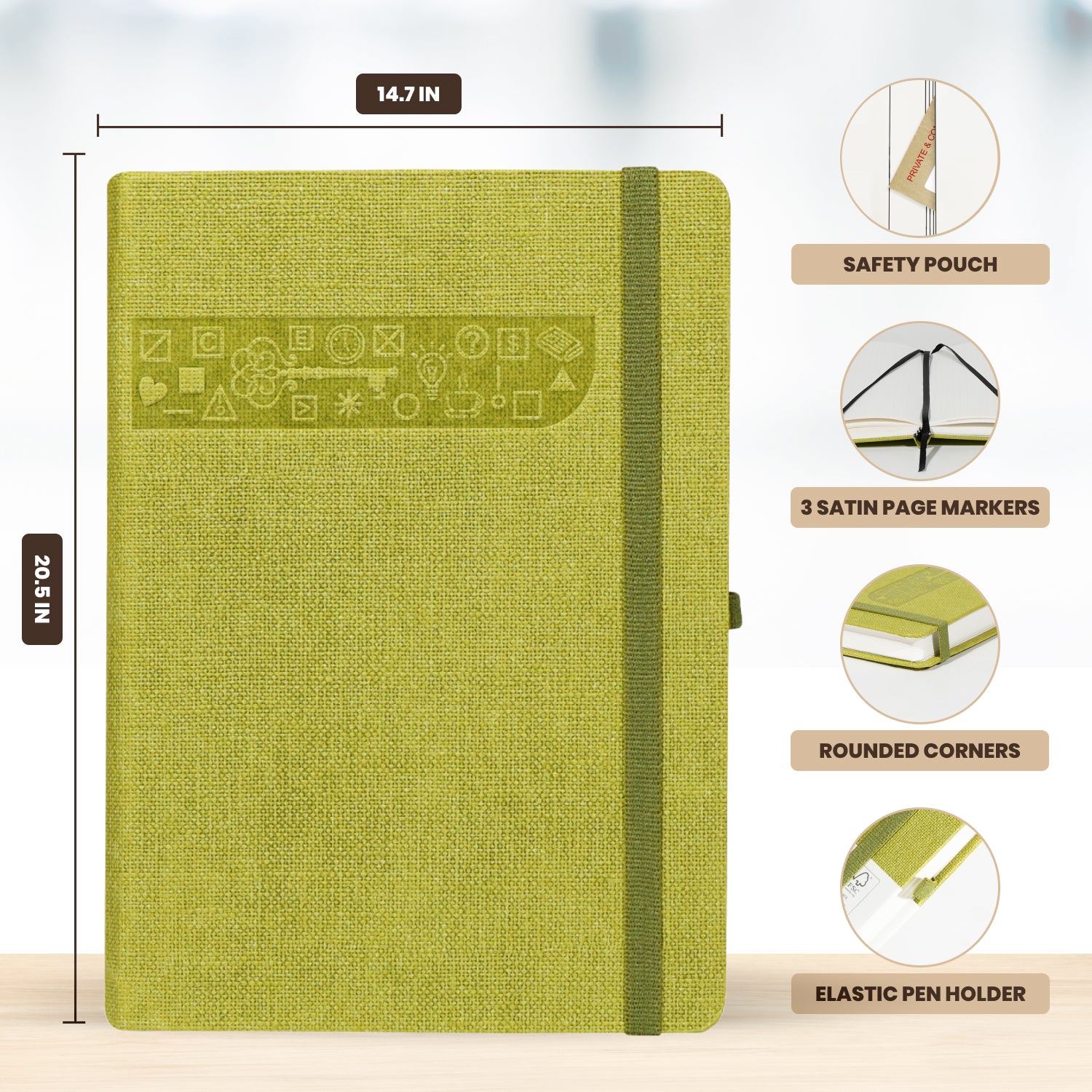 Wilson A5 Dotted Grid Journal Notebooks, 160 Pages, Lime, Pack of 2