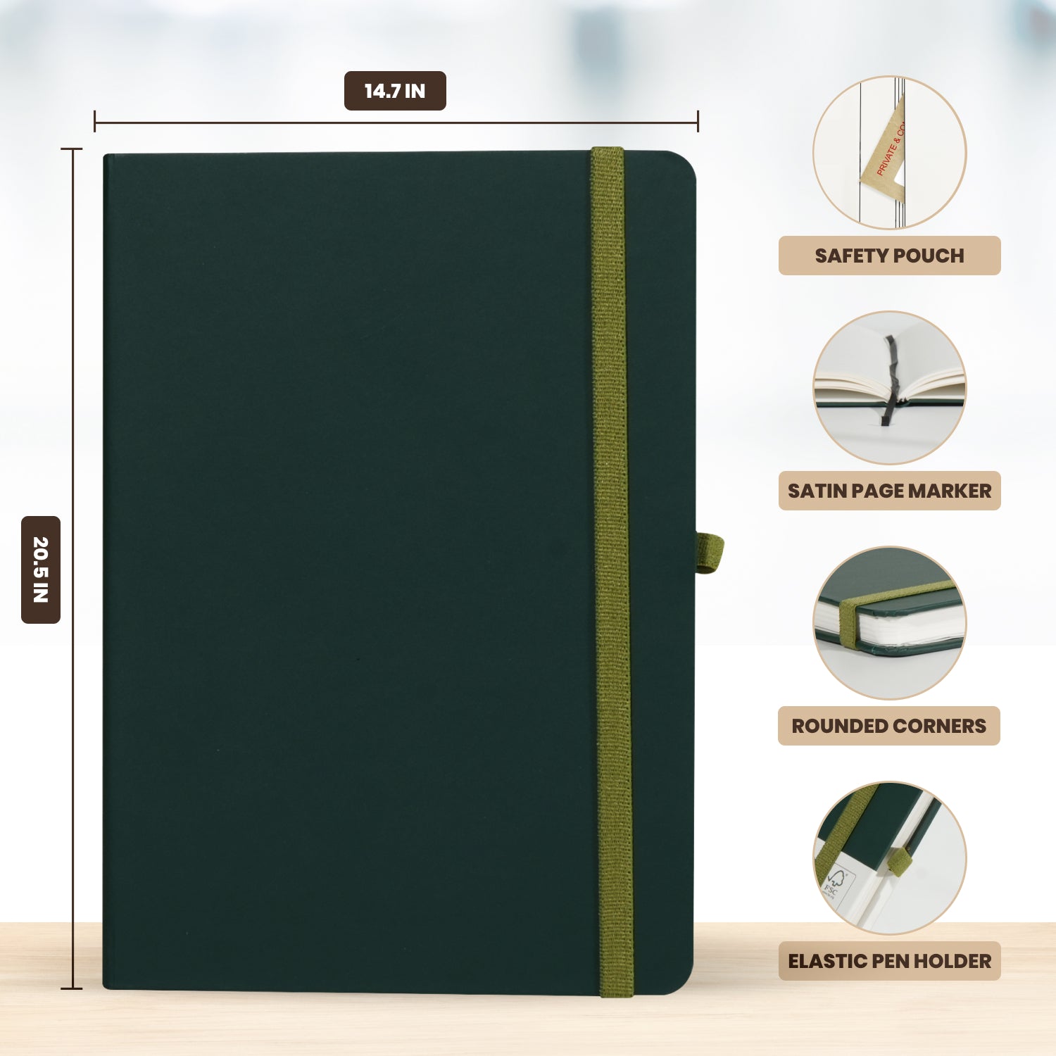 Wilson A5 Journal Notebooks, 160 Pages, Dark Green, Pack of 2