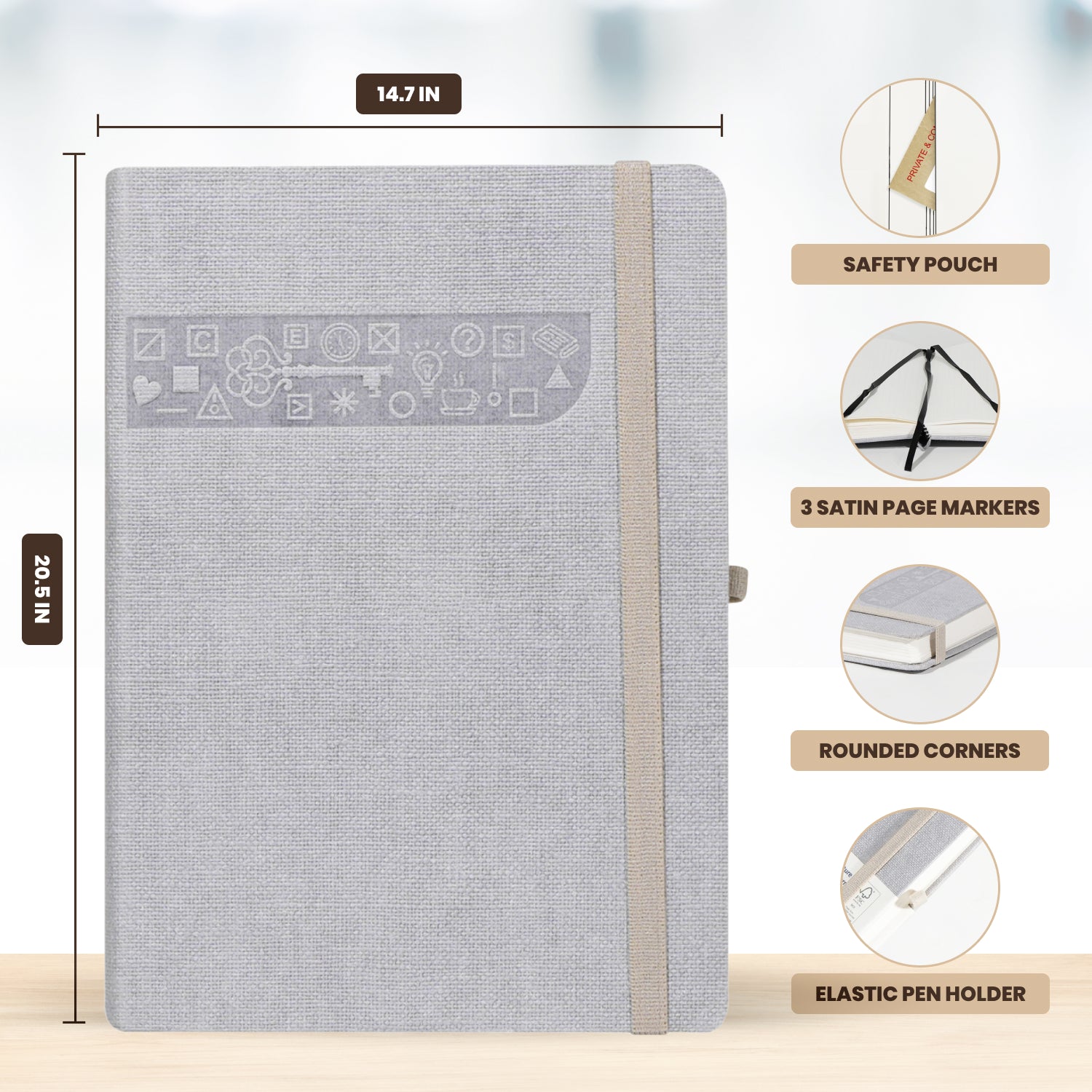 Wilson A5 Dotted Grid Journal Notebooks, 160 Pages, Gray, Pack of 2