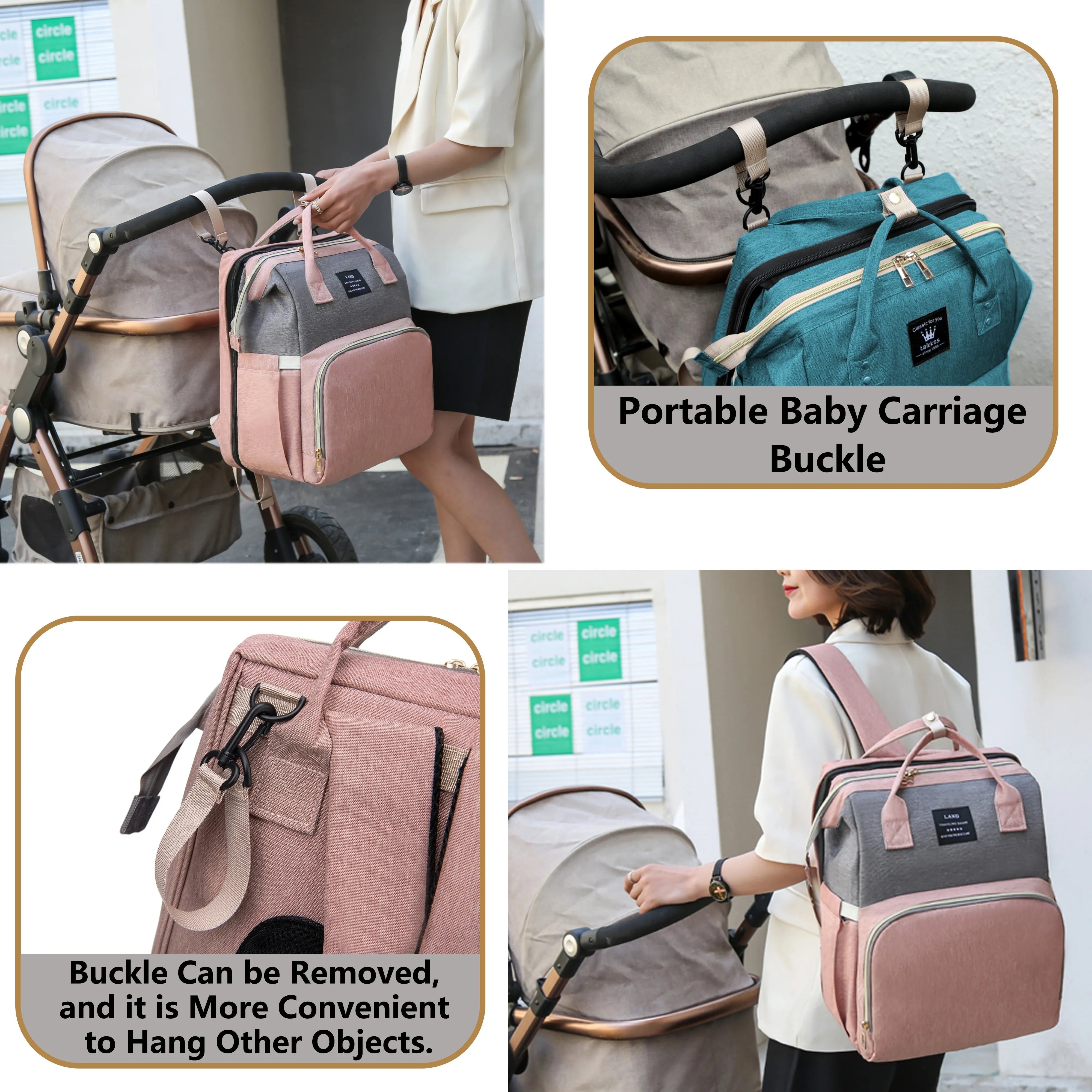 Large-Capacity Baby Backpack, Lightweight Mommy Bag with Folding Crib