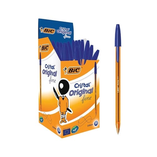 BIC Cristal Original, Ballpoint Pens, With Fine Point (0.8 mm), Black, Pack of 50 - Infinity Market