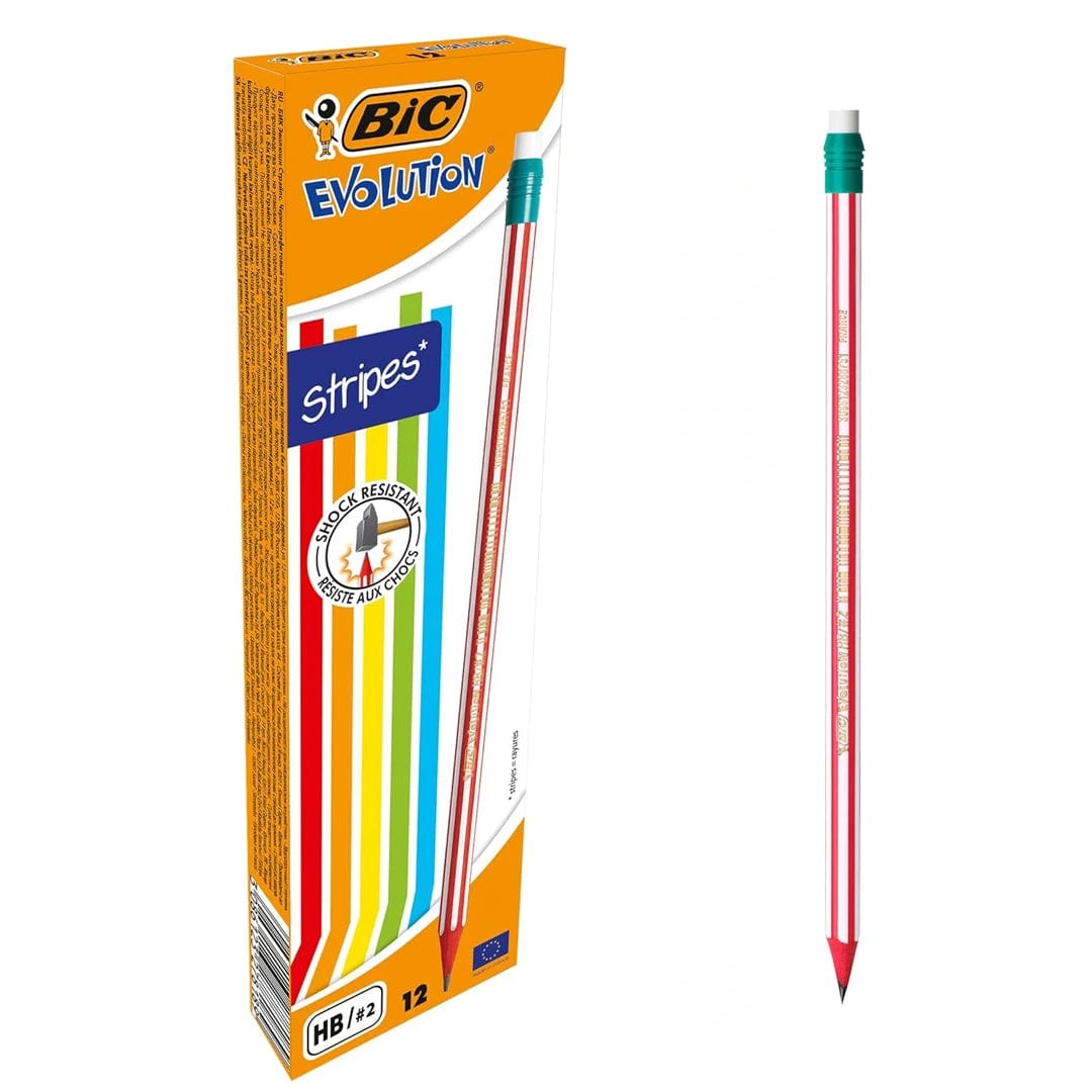 BIC Evolution 646 HB Pencil with Eraser Pack of 12 In Assorted Colours - Infinity Market