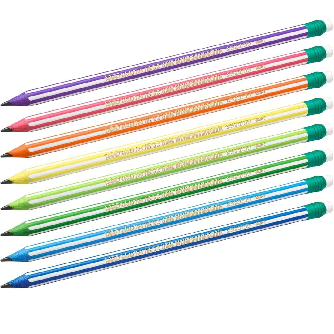 BIC Evolution 646 HB Pencil with Eraser Pack of 12 In Assorted Colours - Infinity Market