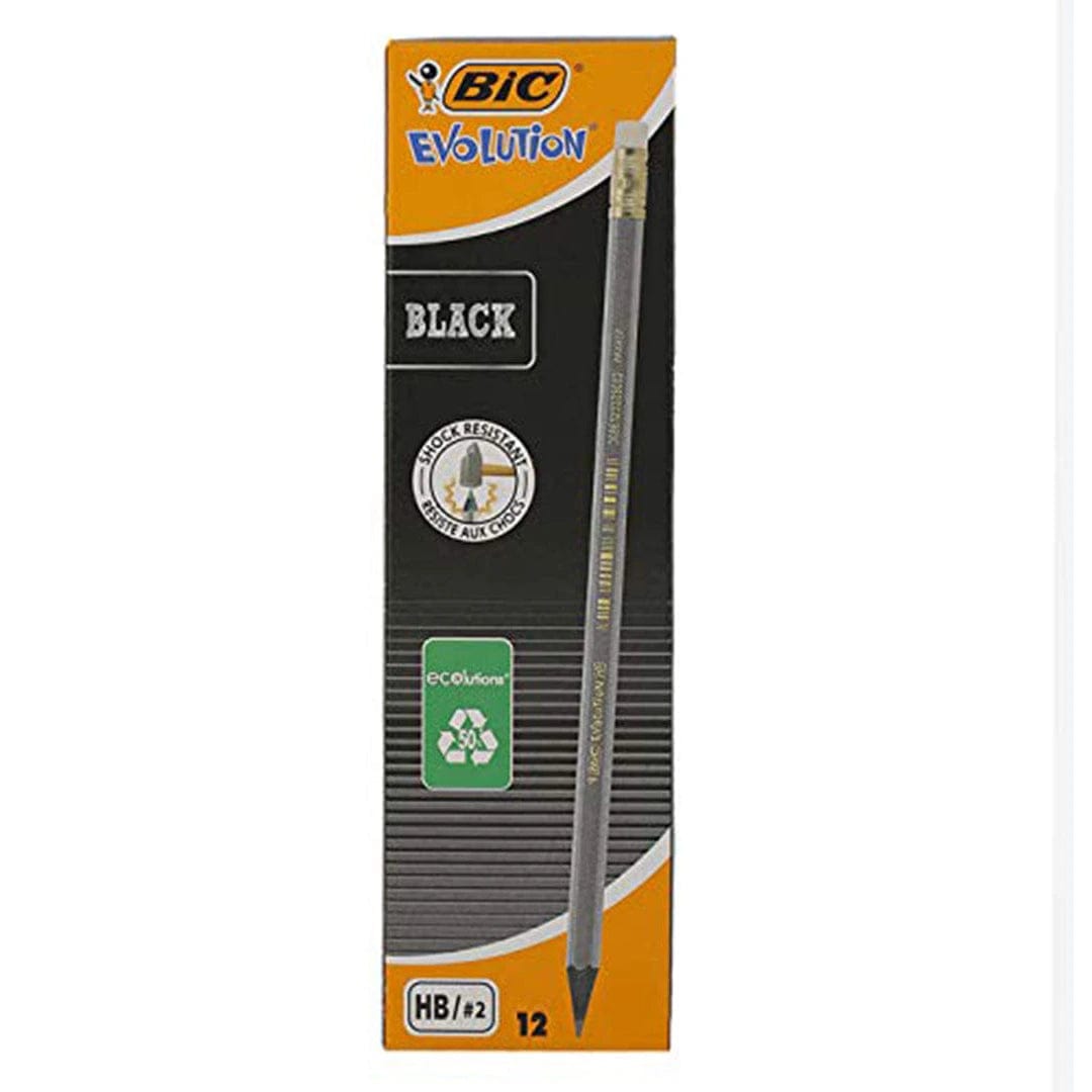 BIC Evolution Black HB Graphite Pencils with Eraser 12 Box - Infinity Market