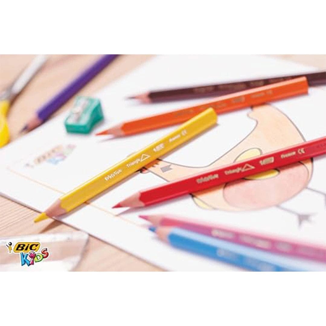 BIC Kids Evolution ECOlutions, Triangular Colouring Pencils, Ideal for School, Assorted Colours, Pack of 12 - Infinity Market