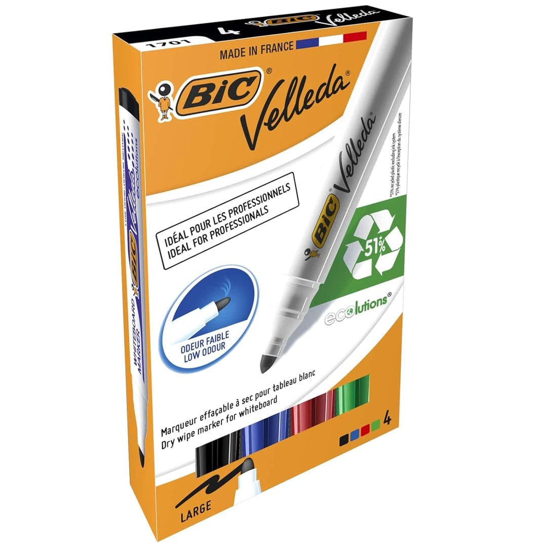 Bic TS - 140038 Velleda 1701 Dry Wipe Bullet Tip Whiteboard Marker Pen, Pack of 4 - Infinity Market