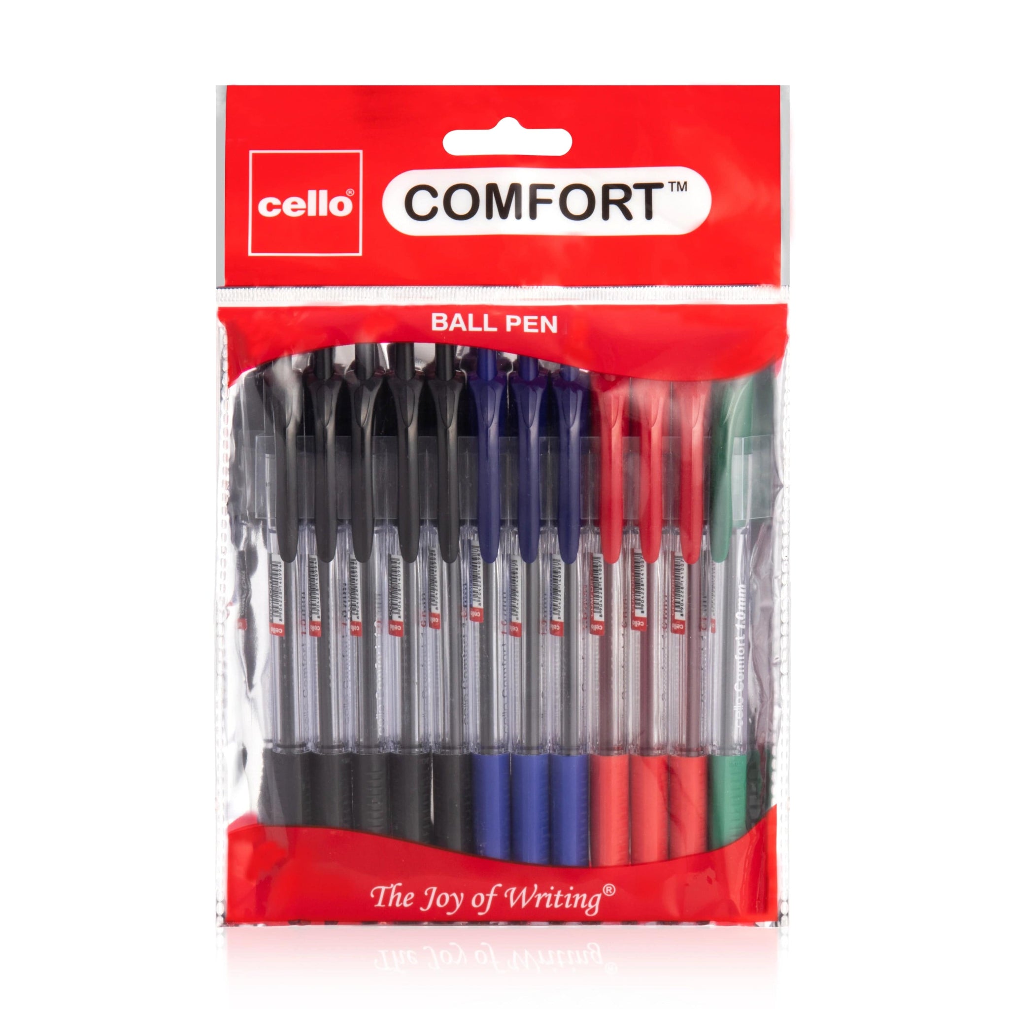 Cello Ballpoint Pen Extra Comfort, Medium Point (1.0MM) Multicolour Pen, Pack of 12 - Infinity Market