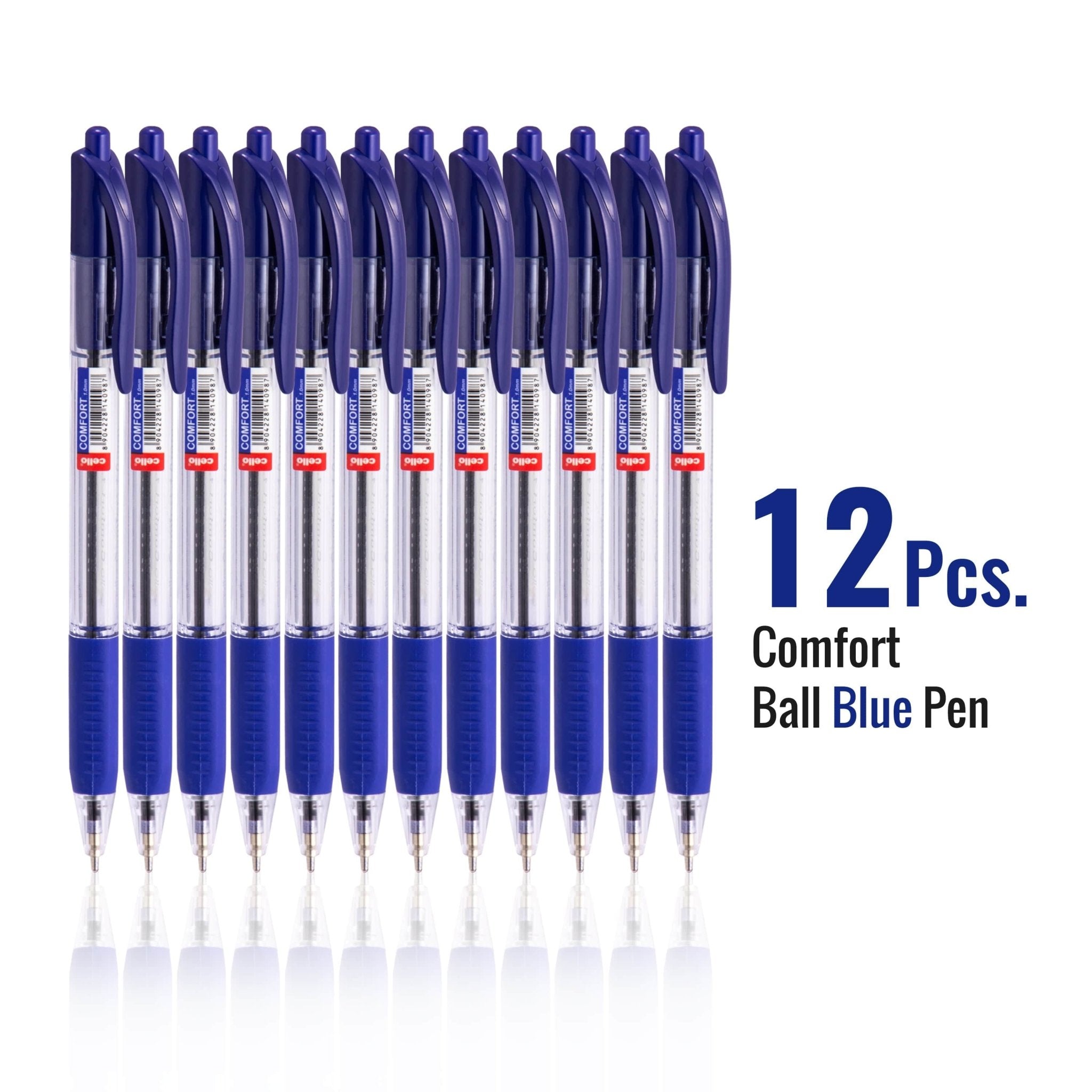 Cello Extra Comfort Ballpoint Pen, Medium Point (1.0MM) Blue, Pack of 12 - Infinity Market