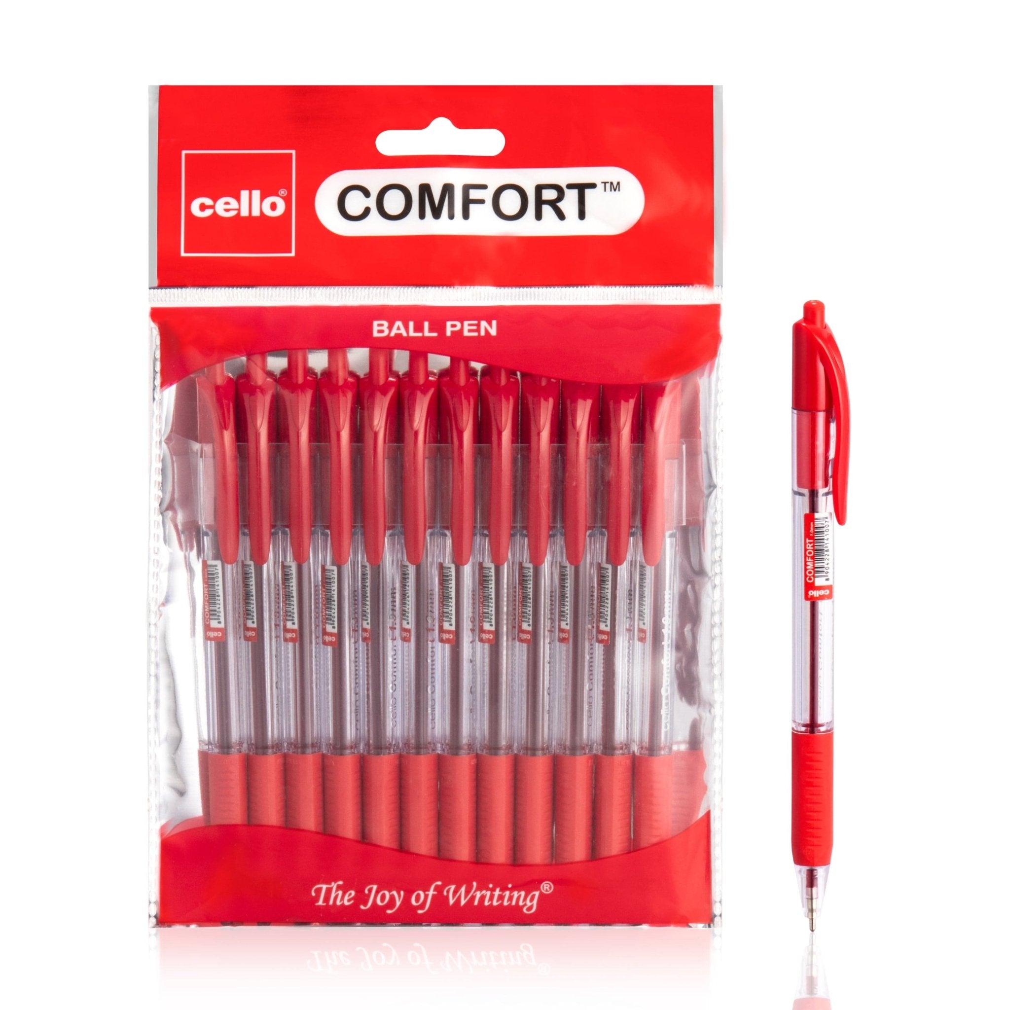 Cello Extra Comfort Ballpoint Pen, Medium Point (1.0MM) Red, Pack of 12 - Infinity Market