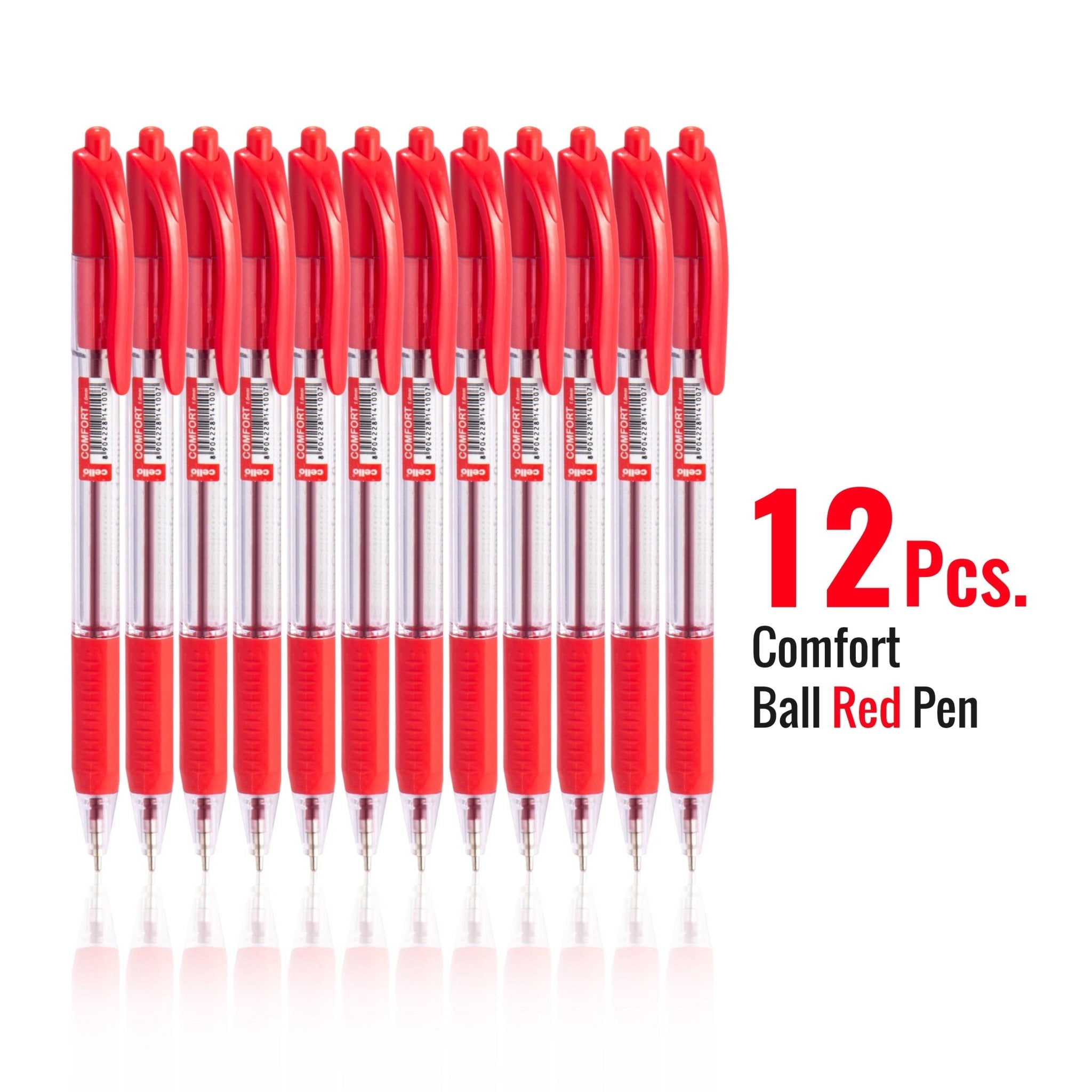 Cello Extra Comfort Ballpoint Pen, Medium Point (1.0MM) Red, Pack of 12 - Infinity Market