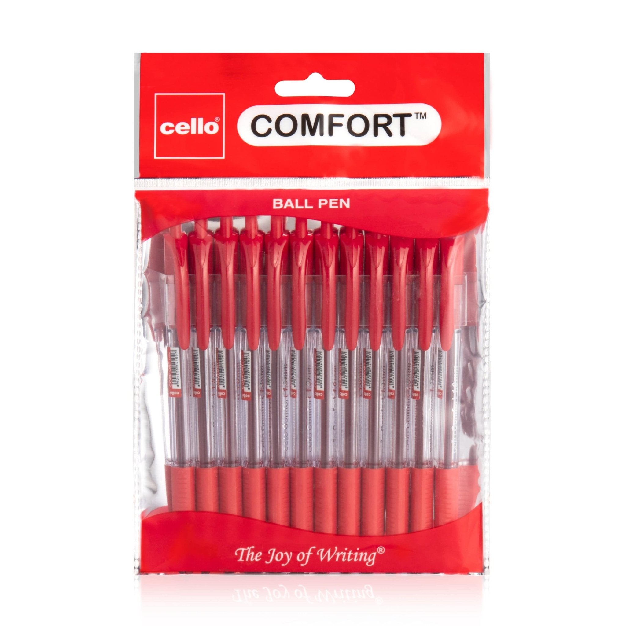 Cello Extra Comfort Ballpoint Pen, Medium Point (1.0MM) Red, Pack of 12 - Infinity Market