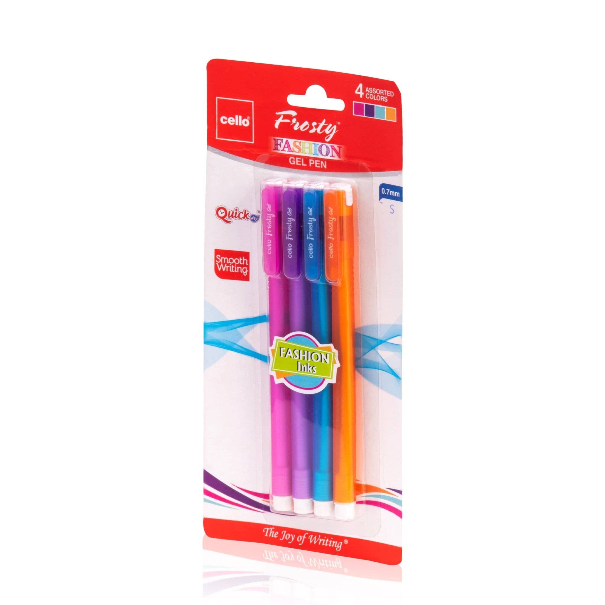 Cello Frosty Coloured Gel Ballpoint Pens, 0.7 mm, Multicoloured Pack of 4 - Infinity Market