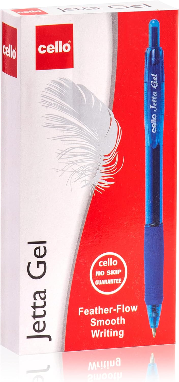 Cello Jetta Retractable Gel Pens (0.7mm) Blue, Pack of 12 - Infinity Market