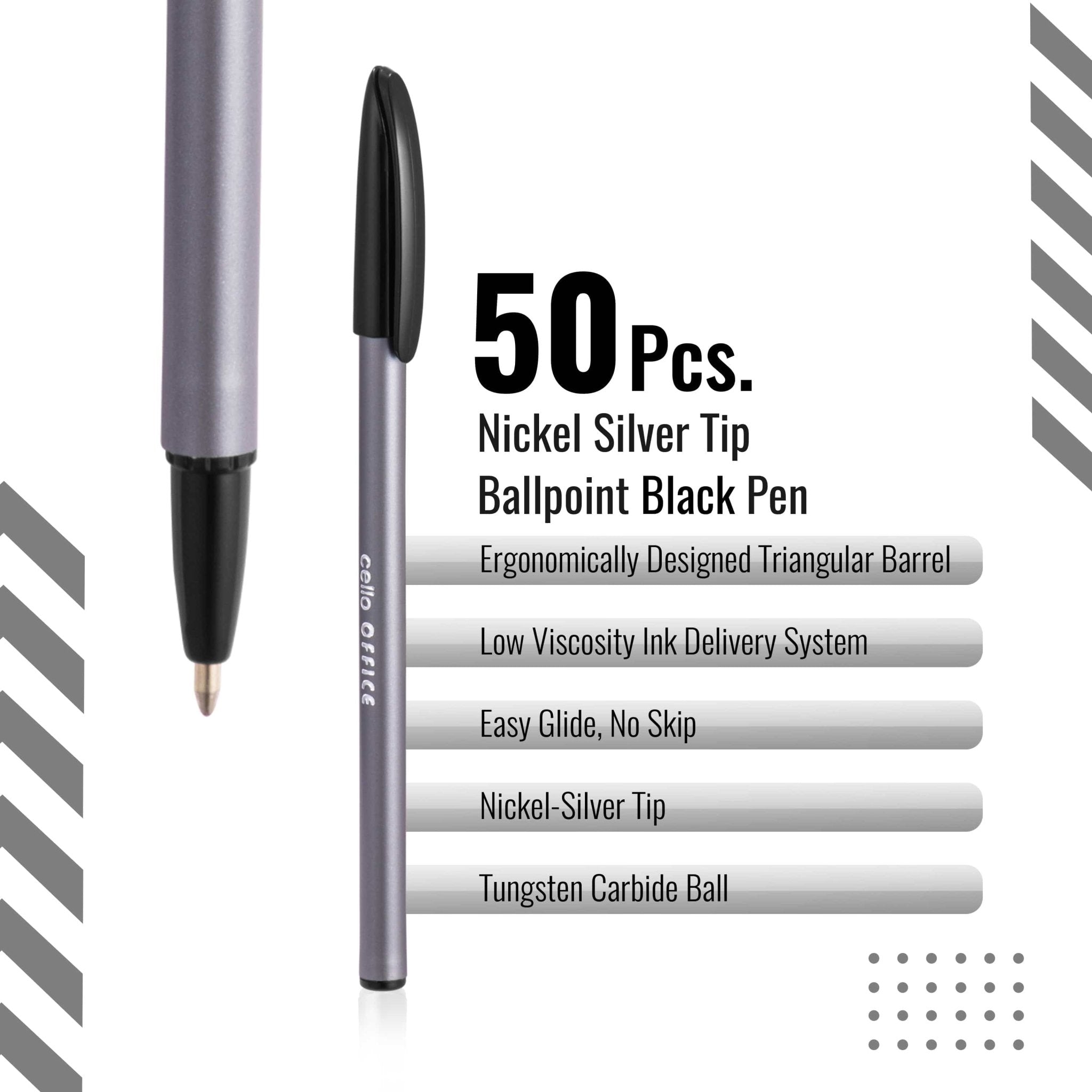 Cello Office Black Pens | Pack of 50 - Medium Tip Ball Pen - Infinity Market