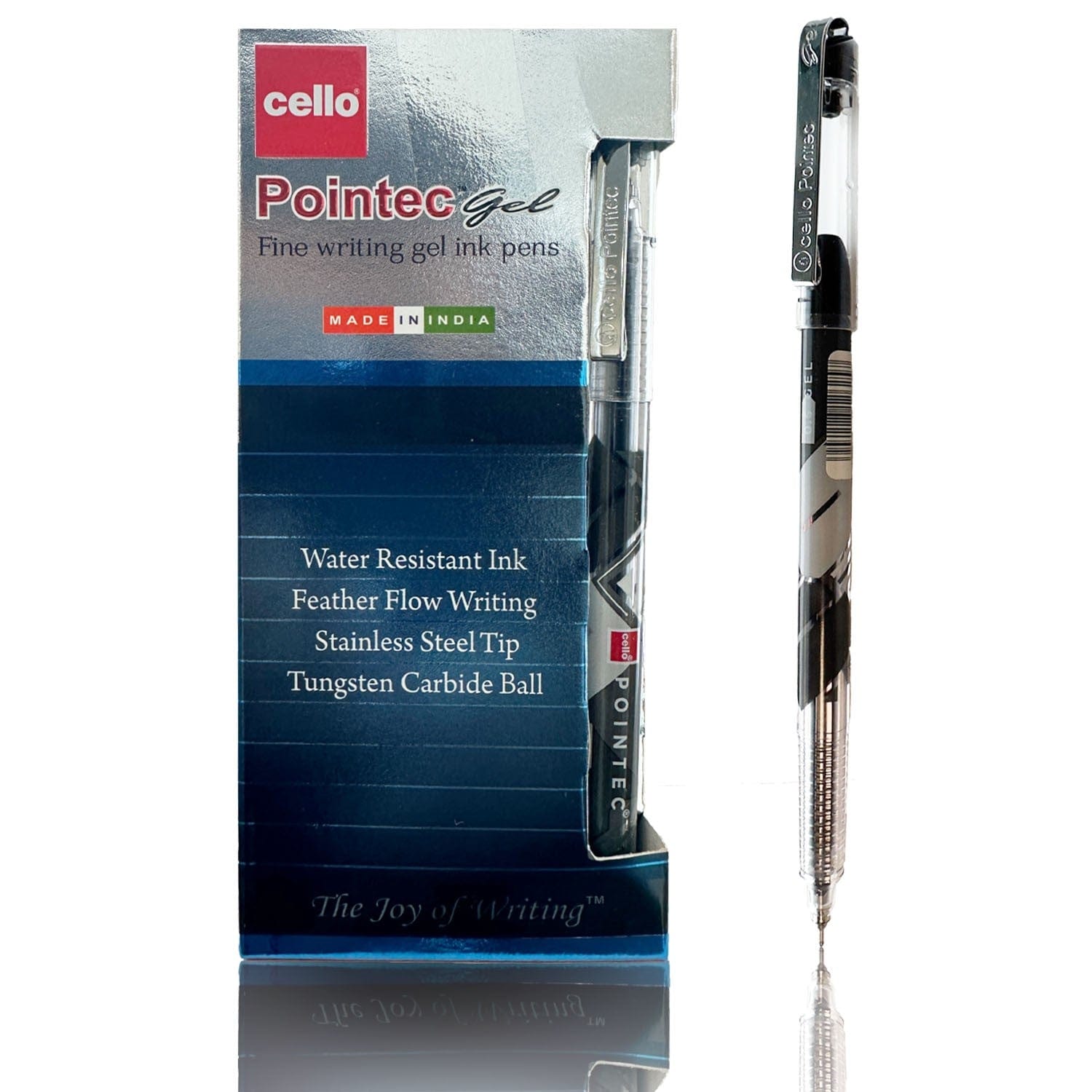 Cello Pointec Ballpoint Gel (0.5mm) Black Ink, Pack of 12 - Infinity Market