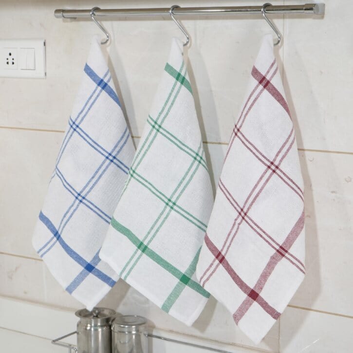 Infinity Gingham Check Large Absorbent Cotton Kitchen Towels, Pack of 8