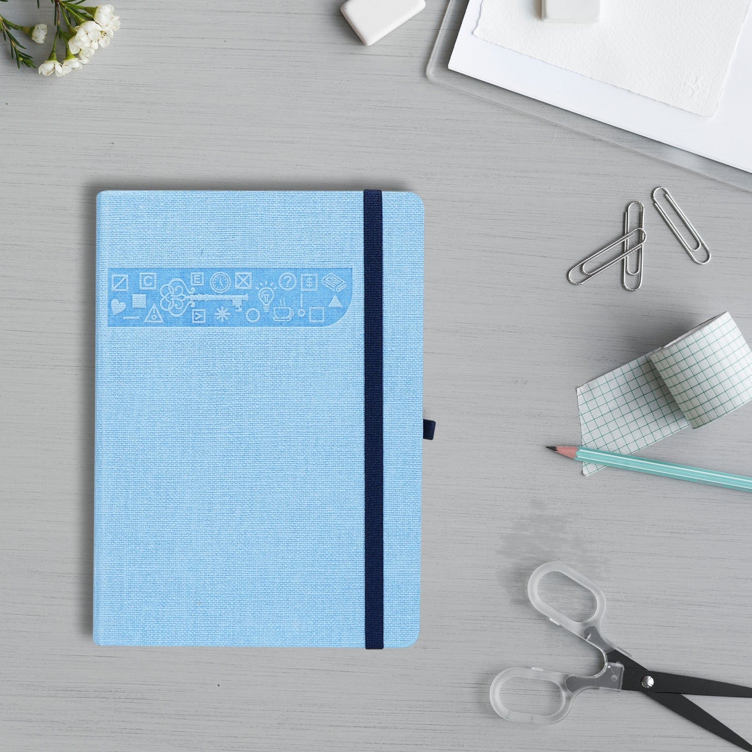 Infinity A5 Signature Marvel Bullet Dotted Grid Paper Journal Notebook with, Bullet Planner Dotted Journal - Dotted Notebook A5 - Bookmark, Elastic Strap, Pen Holder, 248 pages Sustainably Sourced paper Sky Blue - Infinity Market