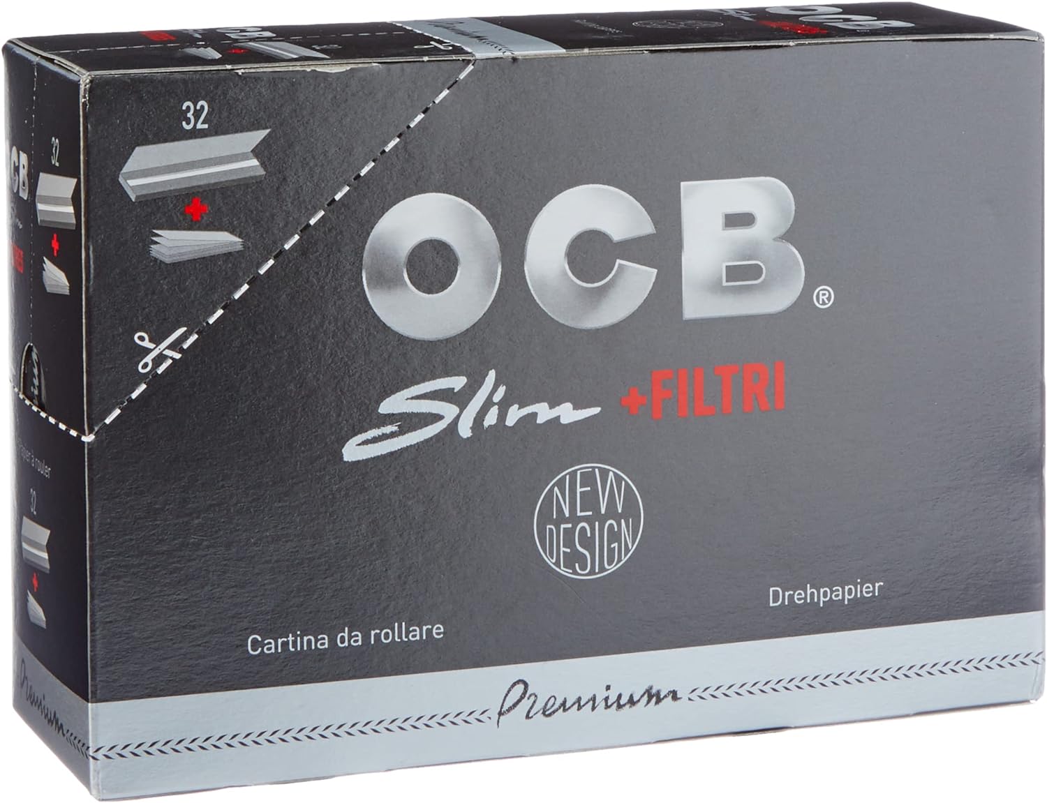 OCB Rolling Papers Premium Slim + Tips Black 24pk - Infinity Market