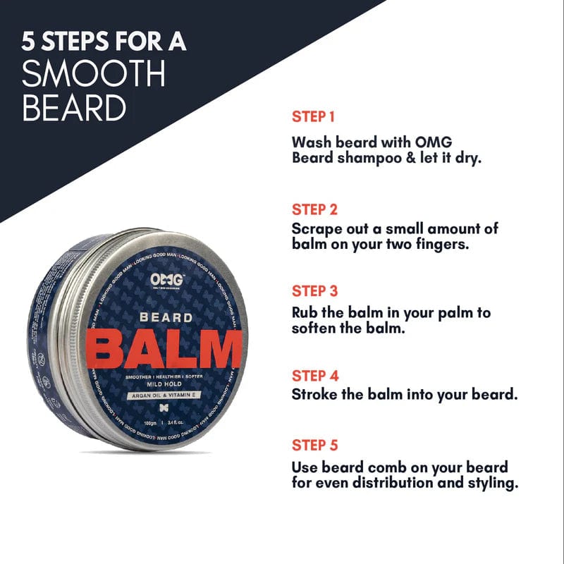 OMG Beard Balm 100gm | Agran Oil | Enriched with Vitamin E | for Mild Hold | for Smoother Healthier Softer Beard Hair | 100% Natural Ingredients - Infinity Market