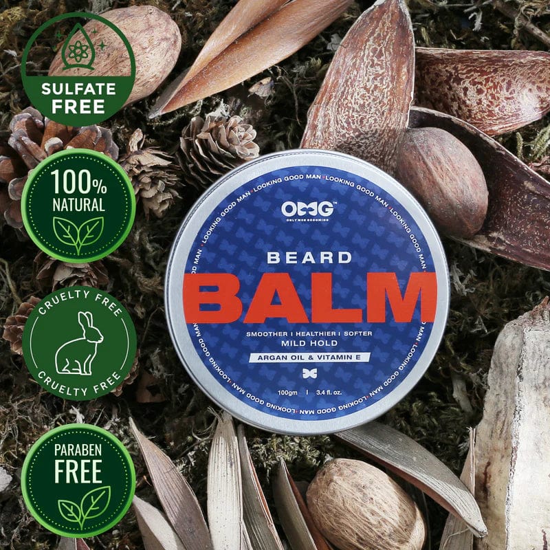 OMG Beard Balm 100gm | Agran Oil | Enriched with Vitamin E | for Mild Hold | for Smoother Healthier Softer Beard Hair | 100% Natural Ingredients - Infinity Market