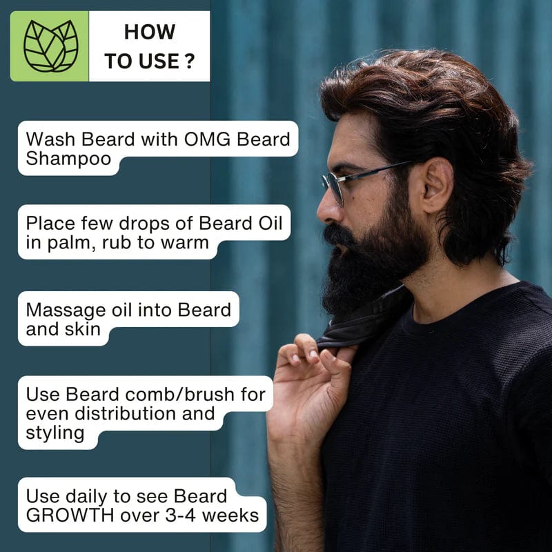 OMG Beard Oil 50ml | Promotes Hair Growth and Gives Shine | Enriched with Vitamin E and 100% Natural Ingredients | Contains Almond Oil, Avocado Oil, Olive Oil - Infinity Market