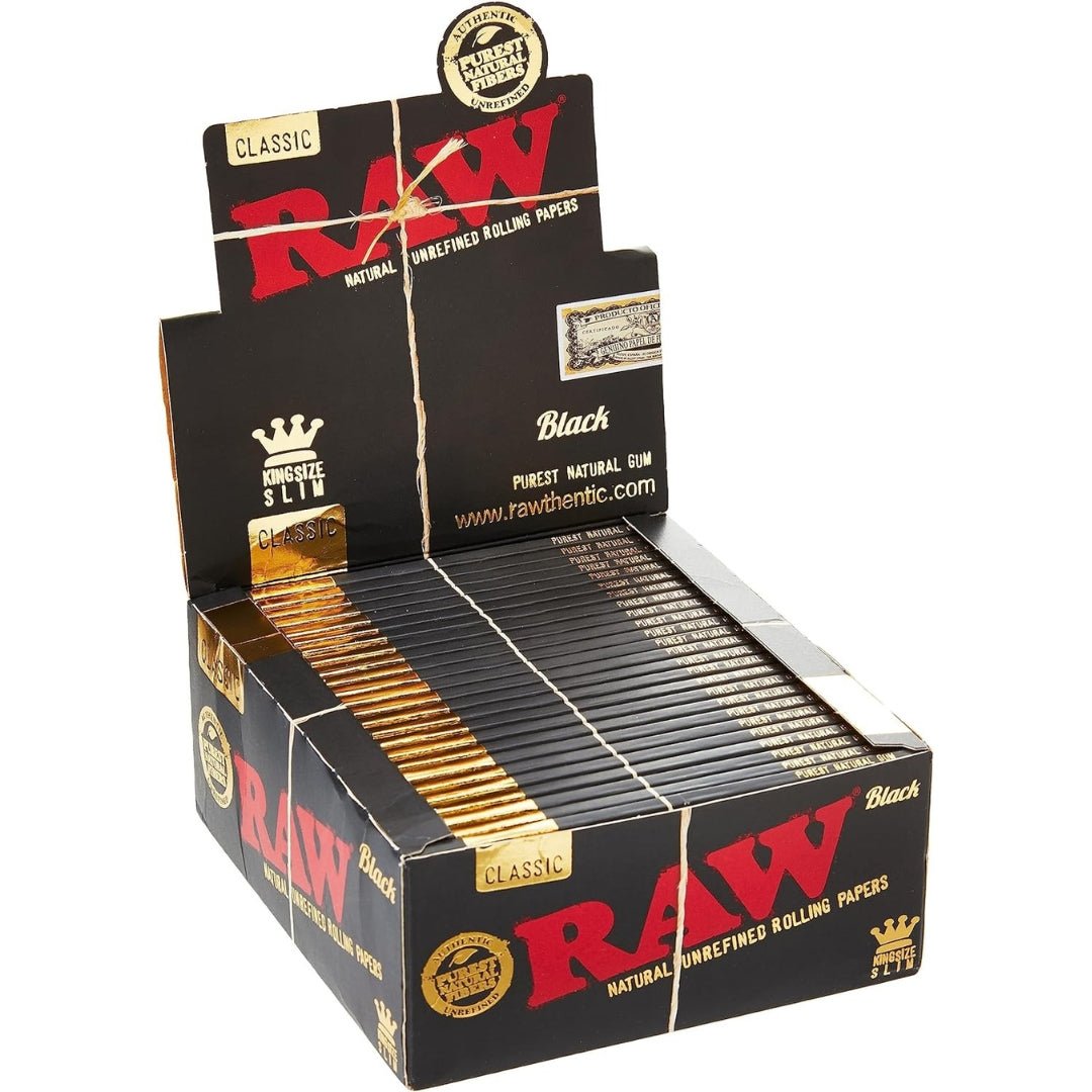 RAW Black King Size Slim Classic Ultra Thin 50 Booklets of 32 Sheets Paper - Infinity Market