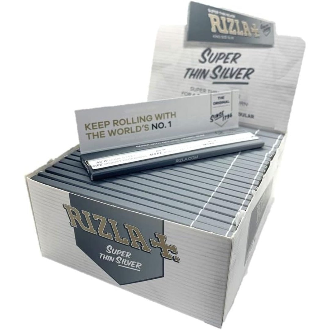 RIZLA KING SIZE SLIM SILVER ROLLING PAPER FULL BOX OF 50 BOOKLETS - Infinity Market