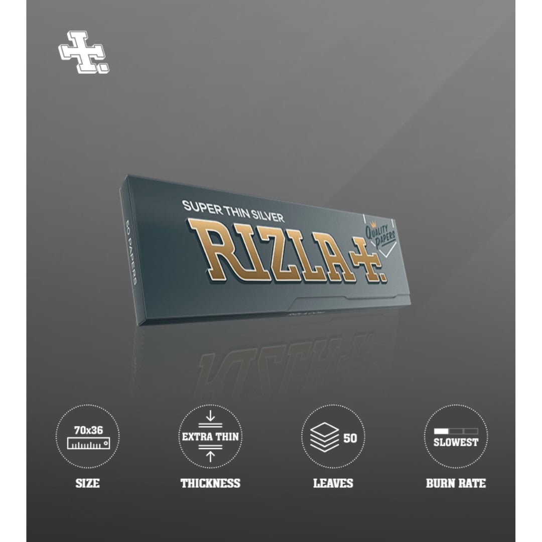 RIZLA KING SIZE SLIM SILVER ROLLING PAPER FULL BOX OF 50 BOOKLETS - Infinity Market