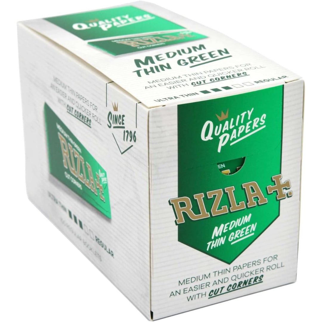 RIZLA REGULAR GREEN ROLLING PAPER - FULL BOX OF 100 BOOKLETS - Infinity Market