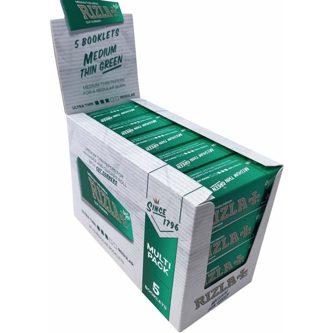 RIZLA REGULAR GREEN ROLLING PAPER - FULL BOX OF 100 BOOKLETS - Infinity Market