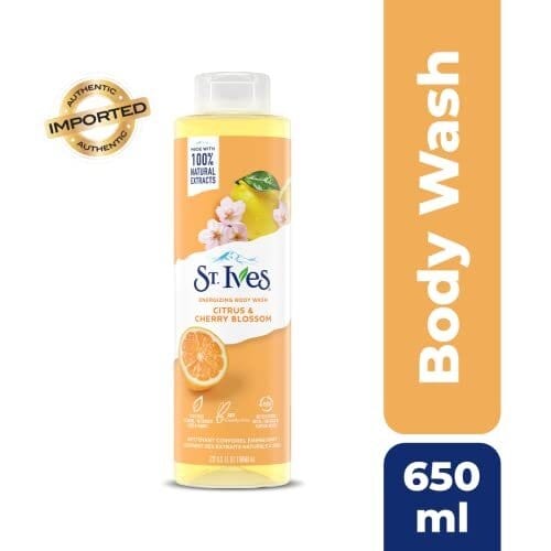 St. Ives Energising Body Wash (650ml) Citrus & Cherry Blossom Made with Plant - Based Cleansers & 100% Natural Extracts 16 oz Shower Gel - Infinity Market