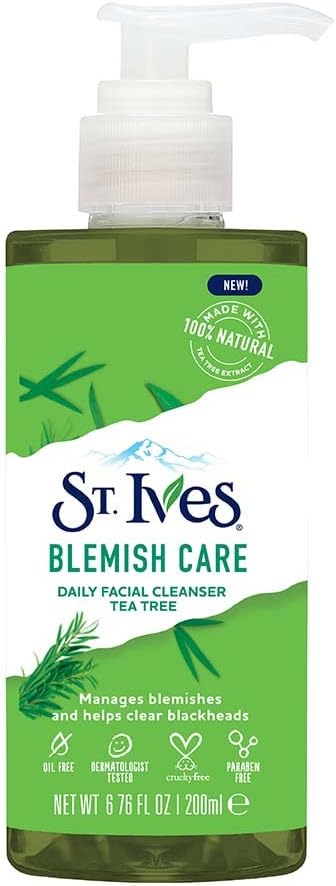 St. Ives Face Cleanser Tea Tree Made with Made with 100% Natural Tea Tree Extract Face Wash to Prevent Acne and Blemishes for Clear Skin, 200ml - Infinity Market