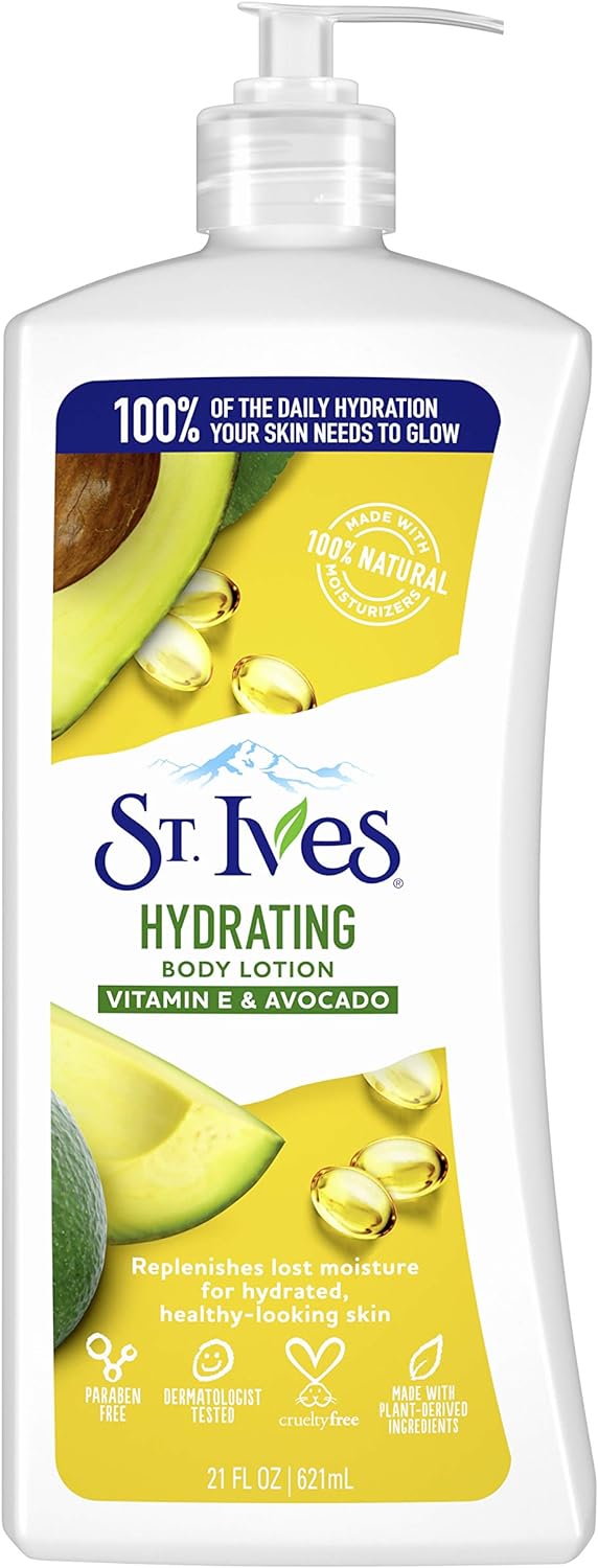 St. Ives Hydrating Hand & Body Lotion Moisturiser for Dry Skin Vitamin E & Avocado Made with 100% Natural Moisturisers 21 oz - Infinity Market