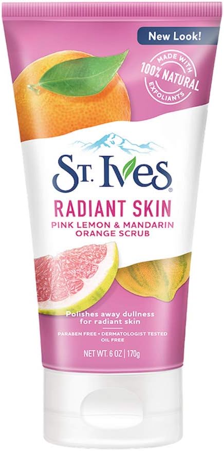 St. Ives Radiant Skin Face Scrub For Dull Skin Pink Lemon and Mandarin Orange Dermatologist - Tested Face Wash Scrub With 100 percent Natural Exfoliants 6 oz / 170gm - Infinity Market