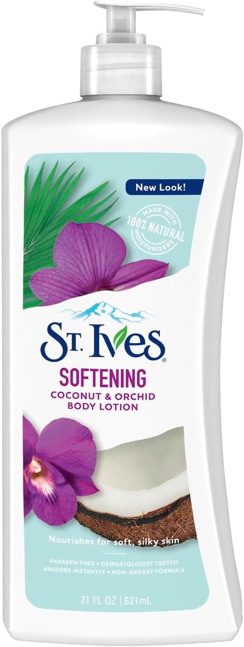 St. Ives Softening Hand & Body Lotion Moisturiser for Dry Skin Coconut & Orchid Made with 100% Natural Moisturisers 21 oz / 621ml - Infinity Market