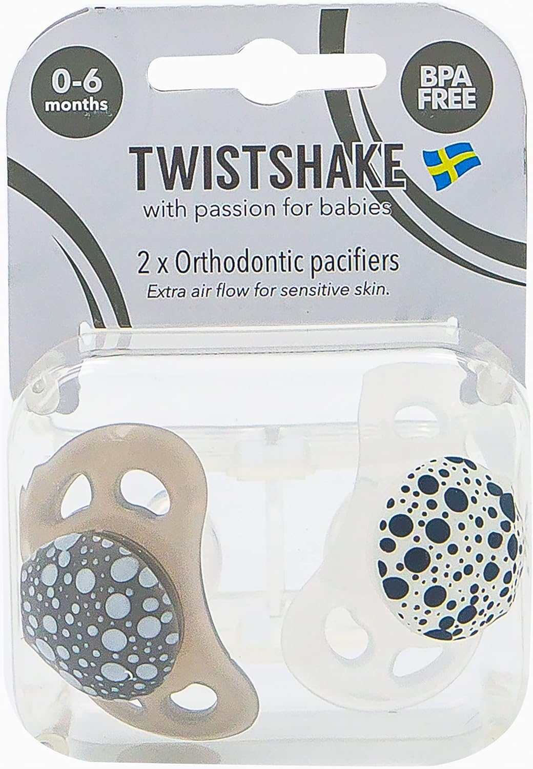 Twistshake 2X Orthodontic Pacifier, Baby Infant Soother, BPA, BPF, BPS Free, 0 - 6 Months, Pastel Grey/White - Infinity Market