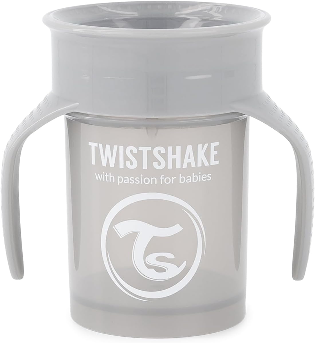 Twistshake 360 Cup Leak - Proof Sippy Cup 230 ml, Toddler Trainer Cup with 360? Drinking Rim, Ergonomic Learning Cup, from 6 Months, BPA Free, Pastel Grey - Infinity Market