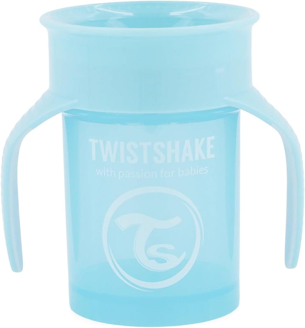 Twistshake 360 Cup Leak - Proof Sippy Cup 230 ml, Toddler Trainer Cup with 360° Drinking Rim, Ergonomic Learning Cup, from 6 Months, BPA Free, Pastel Blue - Infinity Market