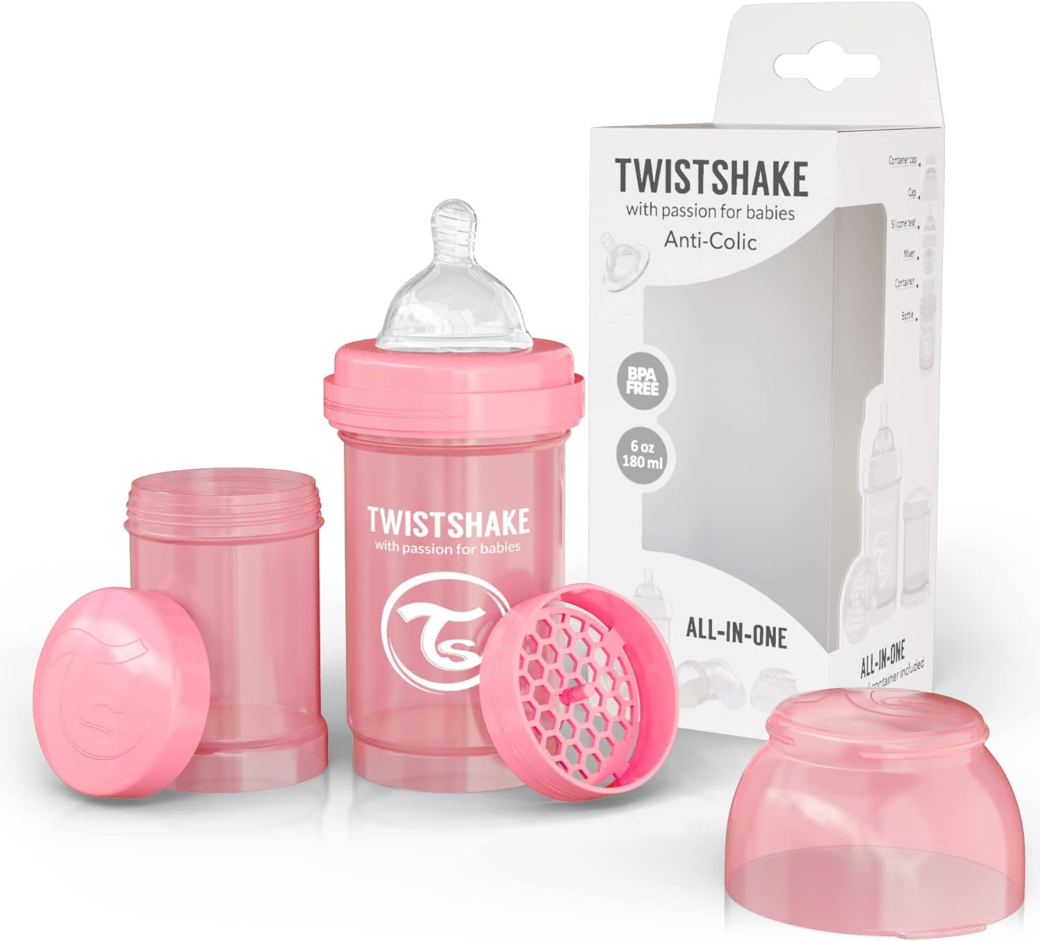 Twistshake Anti - Colic 180ml Pastel Light Pink - Infinity Market