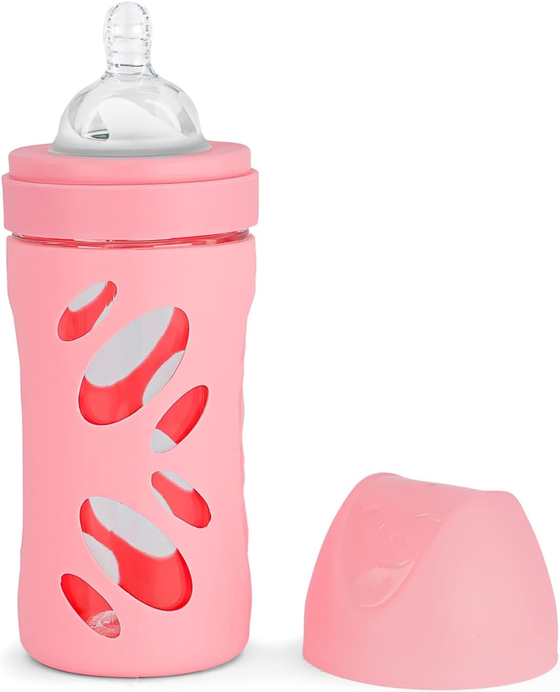 Twistshake Anti Colic Glass Baby Bottle, Infant Feeding Bottle, BPA Free, 260 ml, 2+ Months, Pastel Pink - Infinity Market