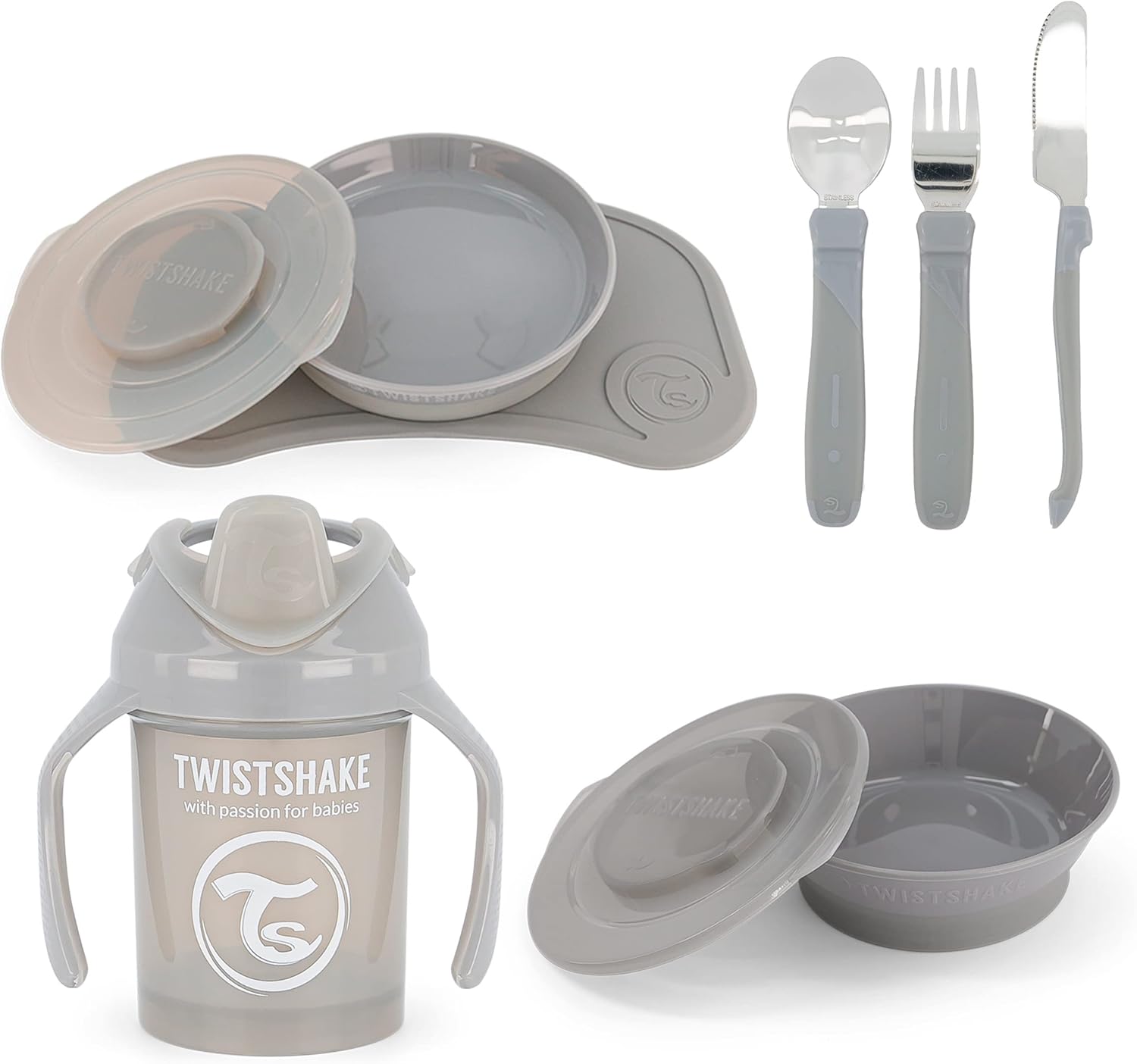 Twistshake Baby Tableware Set - 4 Piece - Grey - Infinity Market