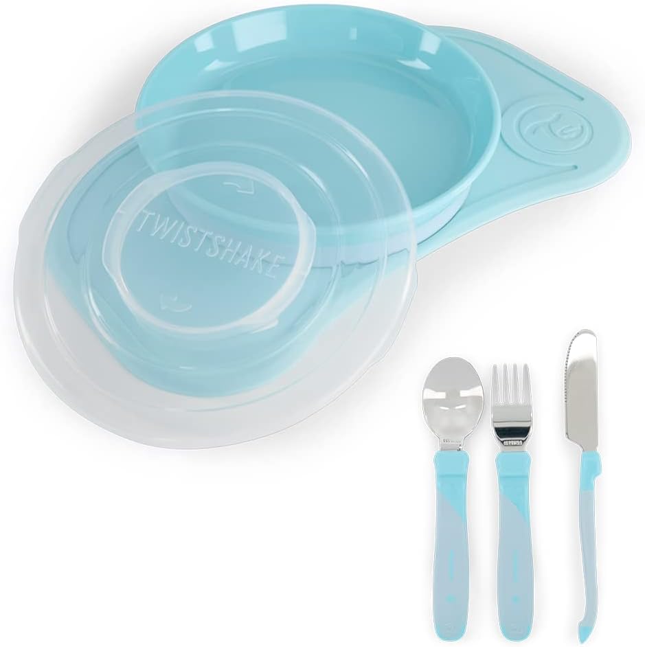 Twistshake Baby Tableware Set Mini + Cutlery - Pestel Blue - Infinity Market