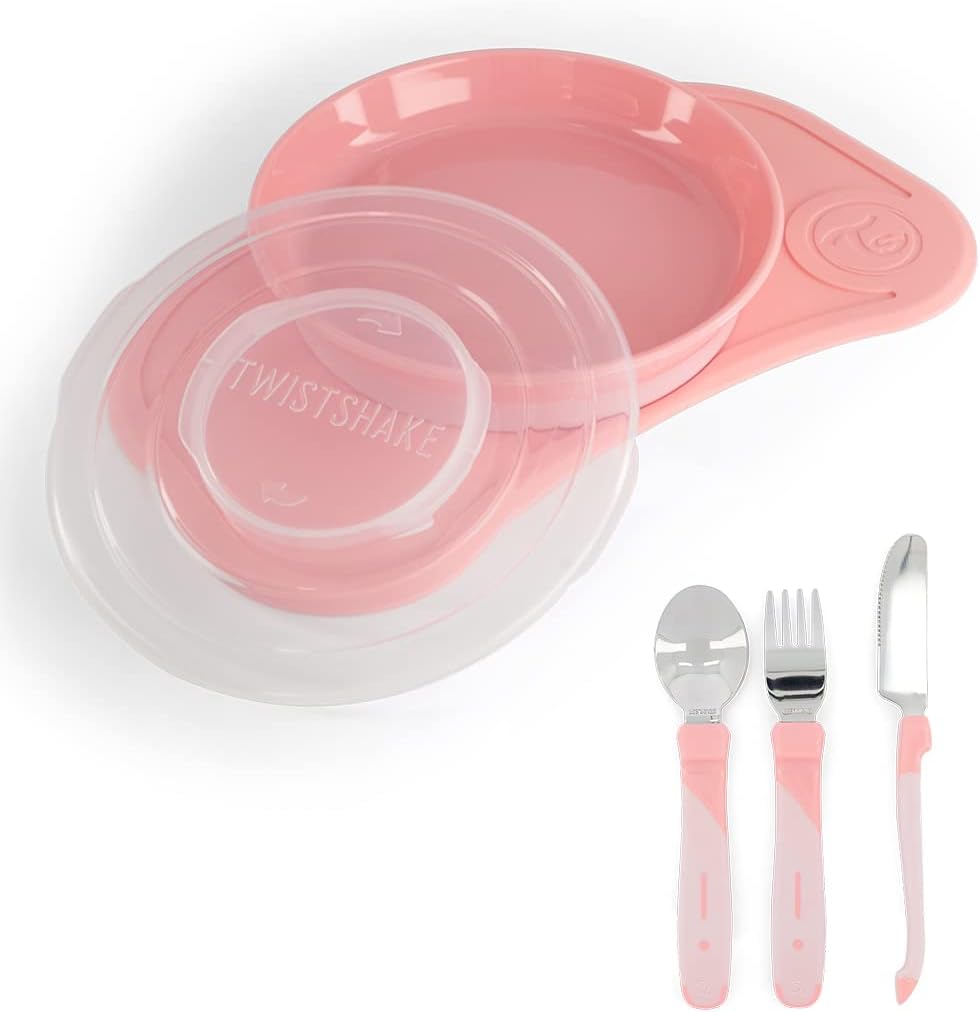 Twistshake Baby Tableware Set Mini + Cutlery - Pestel Pink - Infinity Market