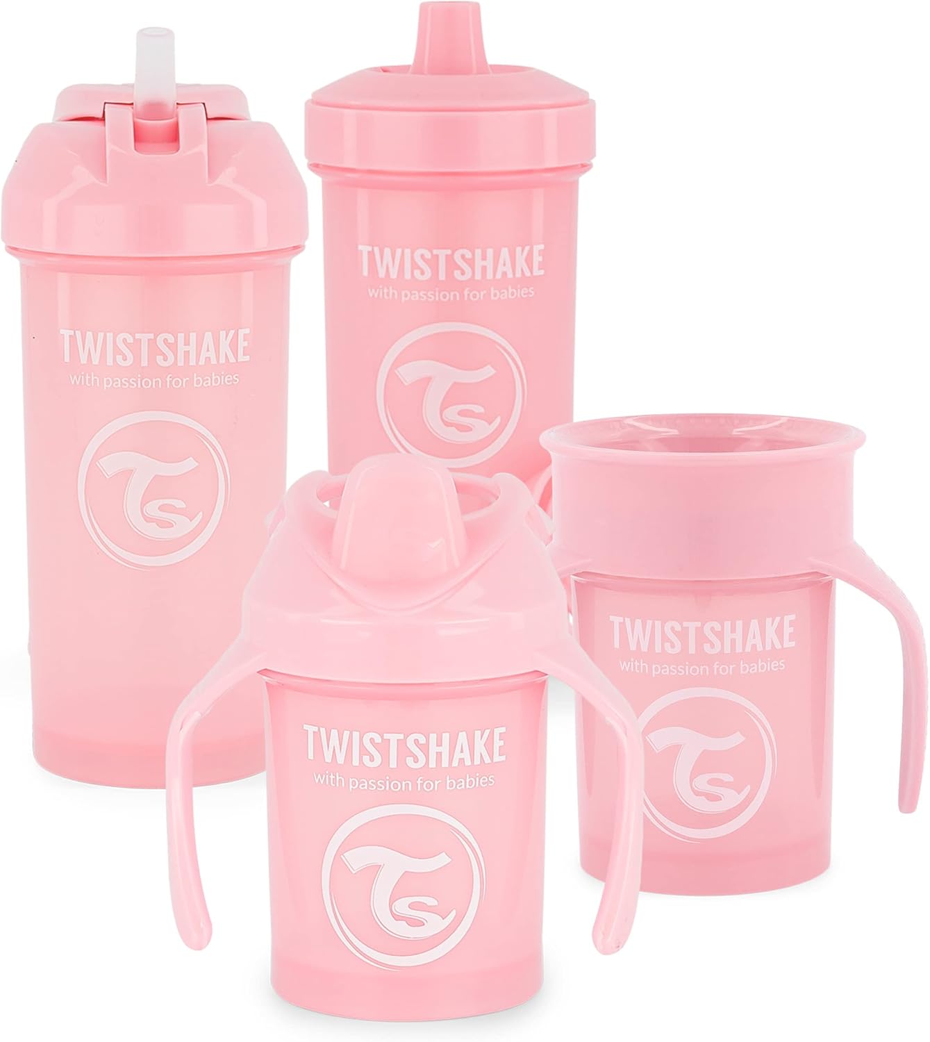 Twistshake Baby Training Sippy Cup Set - 4 Piece - Pestel Pink - Infinity Market